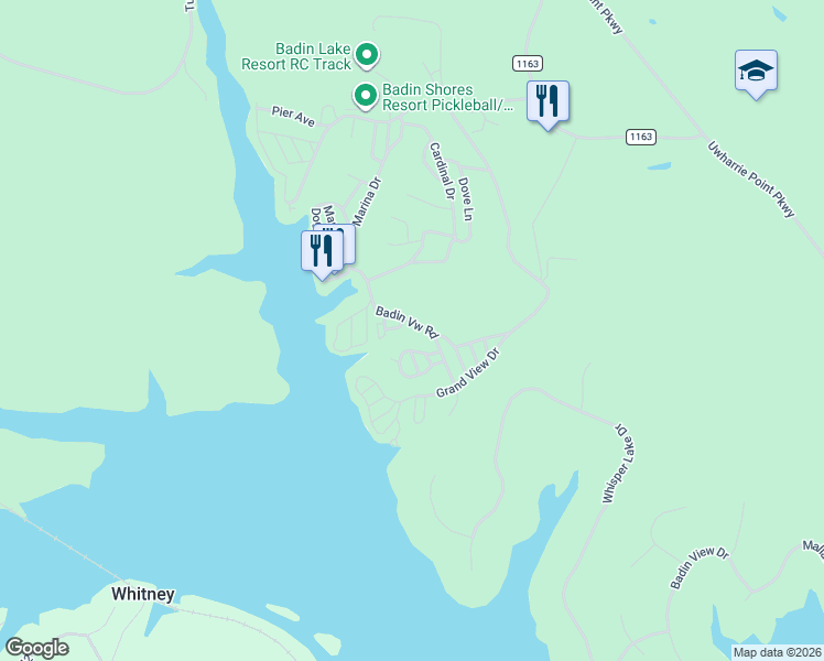 map of restaurants, bars, coffee shops, grocery stores, and more near 124 Baden View Road in New London