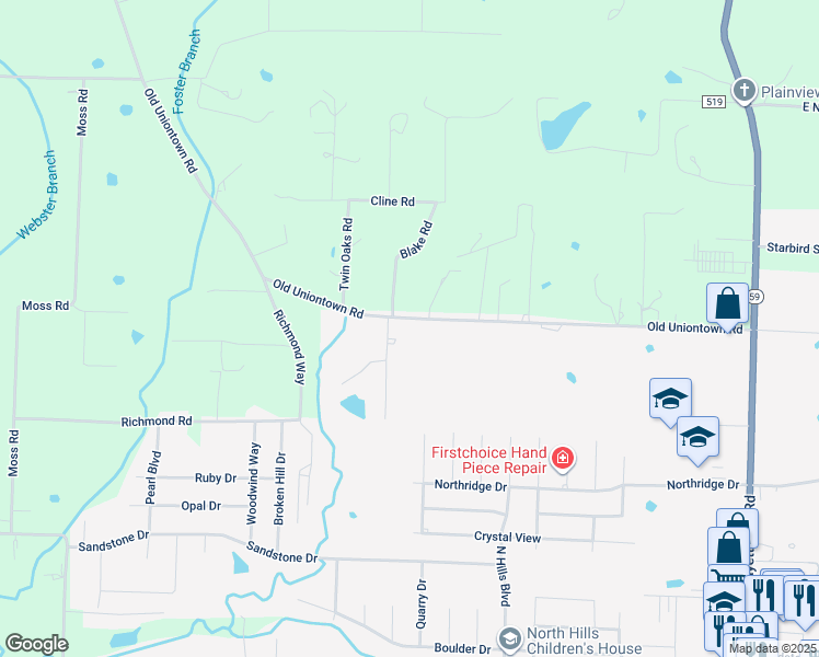 map of restaurants, bars, coffee shops, grocery stores, and more near 2725 Old Uniontown Road in Van Buren