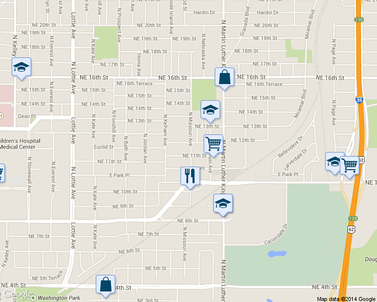 map of restaurants, bars, coffee shops, grocery stores, and more near 1808 Northeast Euclid Street in Oklahoma City