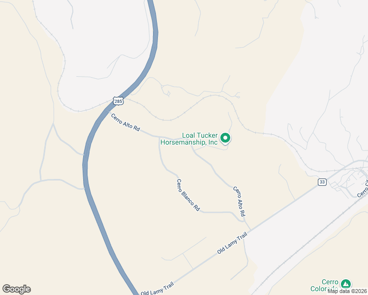 map of restaurants, bars, coffee shops, grocery stores, and more near 53 Cerro Alto Road in Lamy