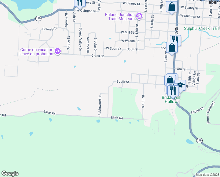 map of restaurants, bars, coffee shops, grocery stores, and more near 1217 Meadowbrook Lane in Heber Springs