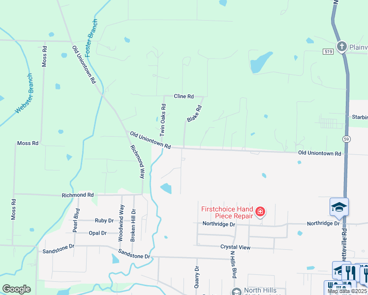 map of restaurants, bars, coffee shops, grocery stores, and more near 2725 Old Uniontown Road in Van Buren