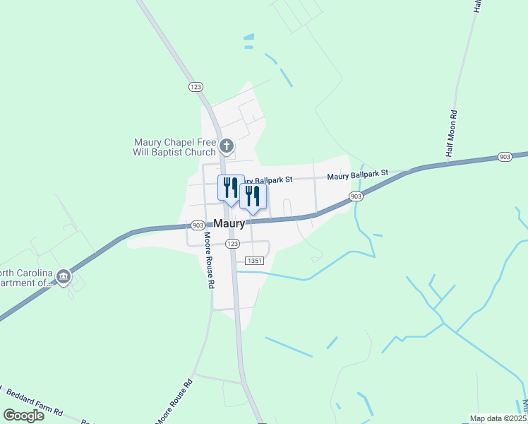 map of restaurants, bars, coffee shops, grocery stores, and more near 33 Claude Braxton Street in Snow Hill