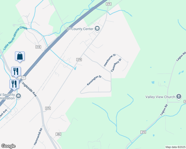 map of restaurants, bars, coffee shops, grocery stores, and more near 2832 Kensington Street in Athens