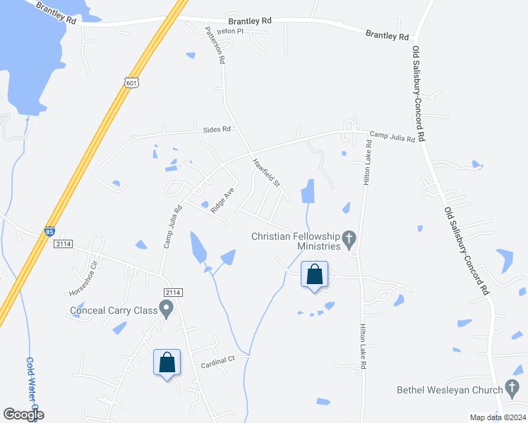map of restaurants, bars, coffee shops, grocery stores, and more near 3214 Penny Earley Lane in Kannapolis