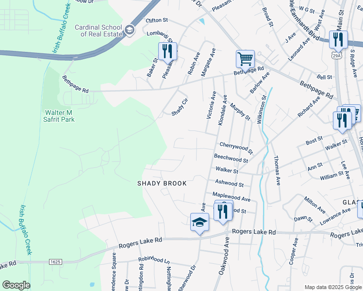 map of restaurants, bars, coffee shops, grocery stores, and more near 1015 Wentworth Drive in Kannapolis