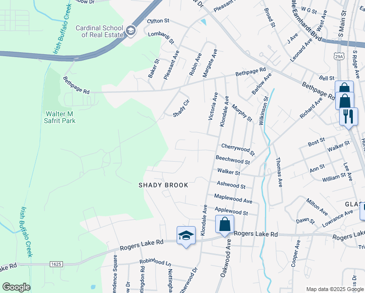 map of restaurants, bars, coffee shops, grocery stores, and more near 1015 Wentworth Drive in Kannapolis
