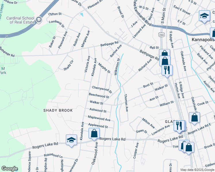 map of restaurants, bars, coffee shops, grocery stores, and more near 1014 Richard Avenue in Kannapolis