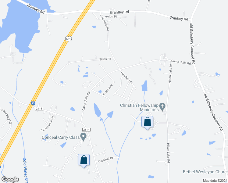 map of restaurants, bars, coffee shops, grocery stores, and more near 3205 Ian Patrick Avenue in Kannapolis