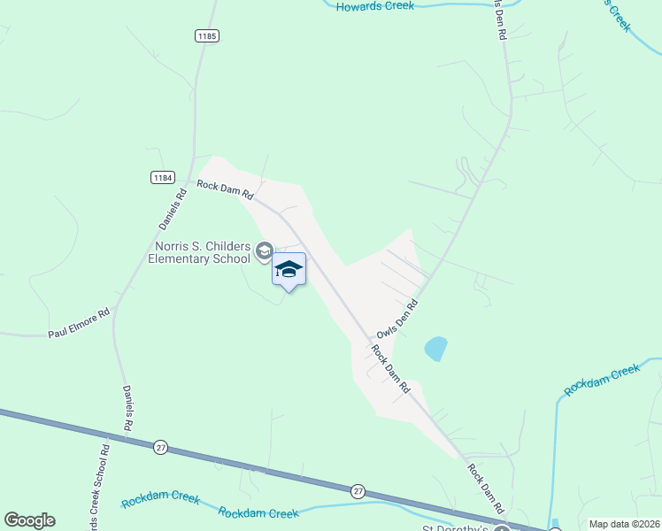 map of restaurants, bars, coffee shops, grocery stores, and more near 2565 Rock Dam Road in Lincolnton