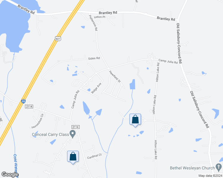 map of restaurants, bars, coffee shops, grocery stores, and more near 3223 Penny Earley Lane in Kannapolis