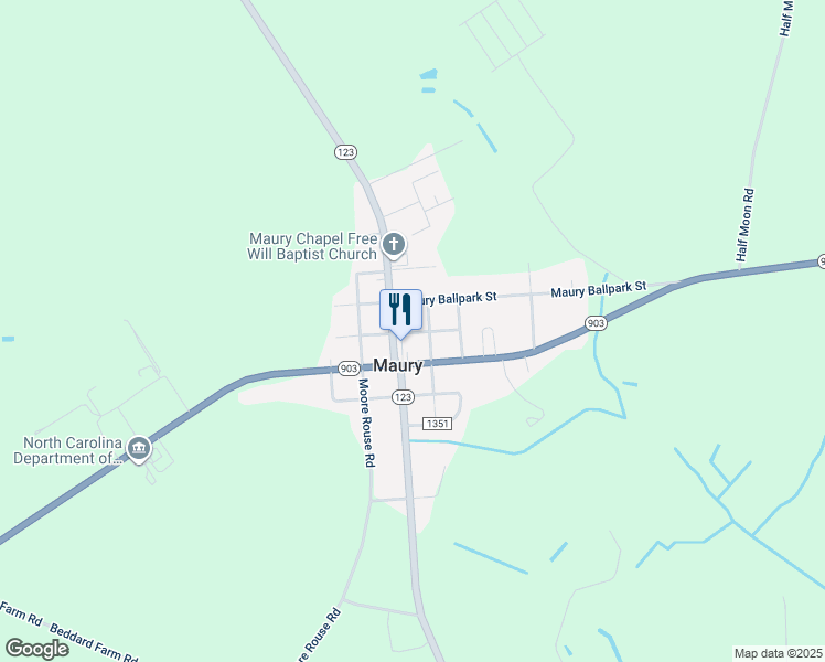 map of restaurants, bars, coffee shops, grocery stores, and more near 106 Southeast 4th Street in Snow Hill