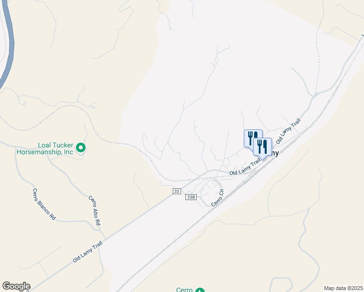 map of restaurants, bars, coffee shops, grocery stores, and more near 16 Lime Kiln Road in Lamy