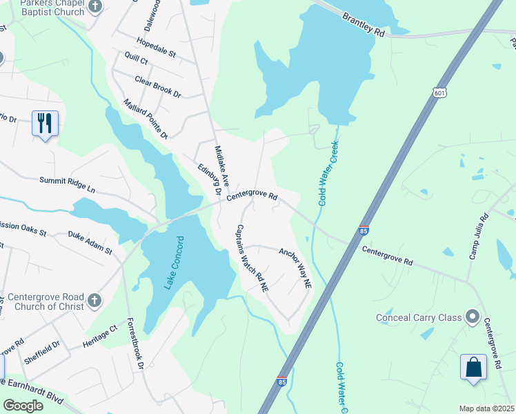 map of restaurants, bars, coffee shops, grocery stores, and more near 4750 J W Cline Road in Kannapolis