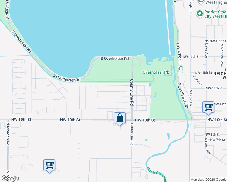map of restaurants, bars, coffee shops, grocery stores, and more near 60 Lakeview Place in Oklahoma City