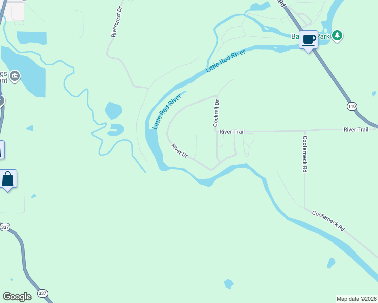 map of restaurants, bars, coffee shops, grocery stores, and more near 409 River Drive in Heber Springs