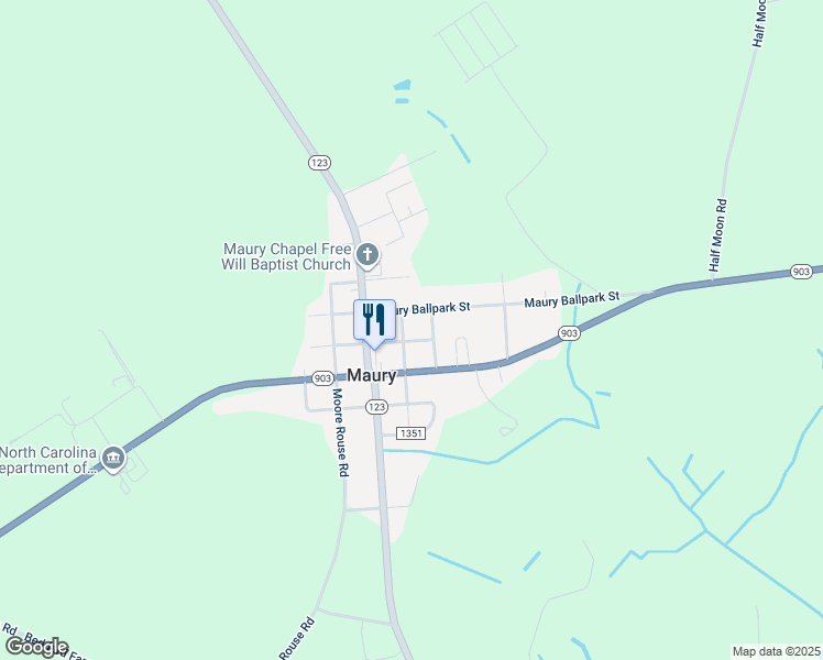 map of restaurants, bars, coffee shops, grocery stores, and more near 98 West Main Street in Hookerton