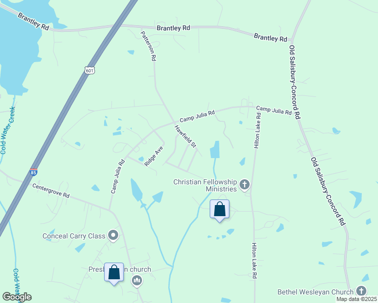 map of restaurants, bars, coffee shops, grocery stores, and more near 3242 Penny Earley Lane in Kannapolis