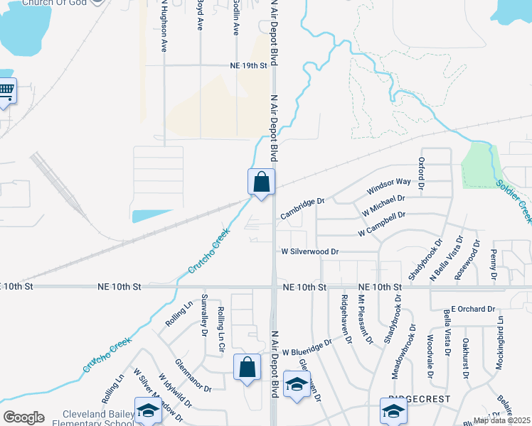map of restaurants, bars, coffee shops, grocery stores, and more near 1313 North Air Depot Boulevard in Midwest City