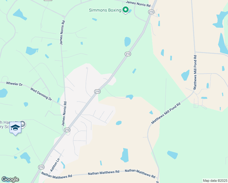 map of restaurants, bars, coffee shops, grocery stores, and more near 89 Millwood Lane in Angier