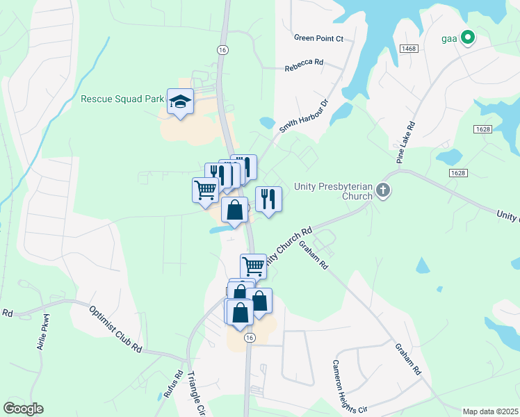 map of restaurants, bars, coffee shops, grocery stores, and more near 1450 North Carolina 16 Business in Denver