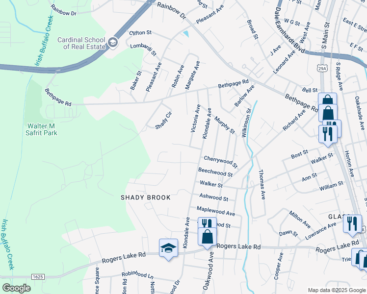 map of restaurants, bars, coffee shops, grocery stores, and more near 923 Romsey Court in Kannapolis