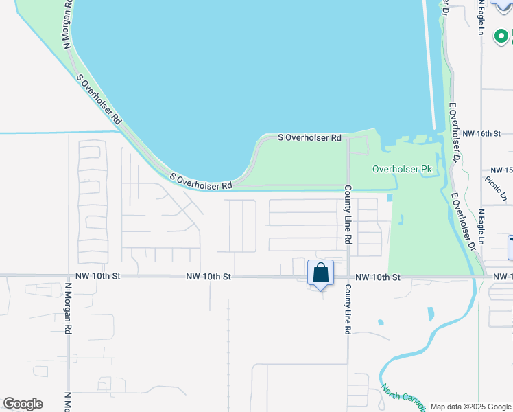 map of restaurants, bars, coffee shops, grocery stores, and more near 1421 Windsurf Way in Oklahoma City