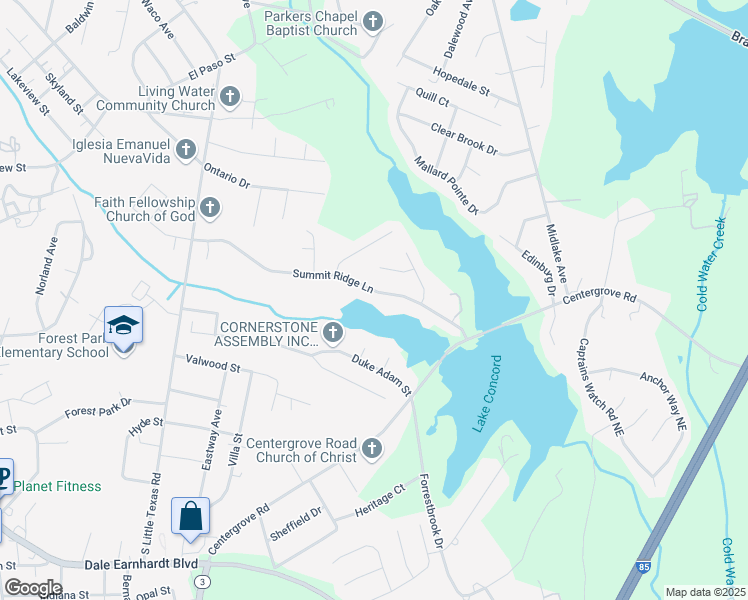 map of restaurants, bars, coffee shops, grocery stores, and more near 1828 Summit Ridge Ln in Kannapolis