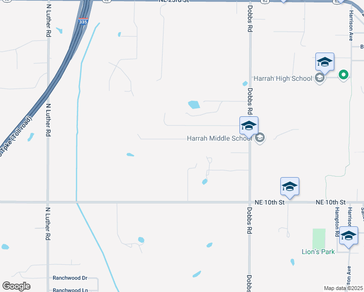map of restaurants, bars, coffee shops, grocery stores, and more near 19618 Linda Lane in Harrah