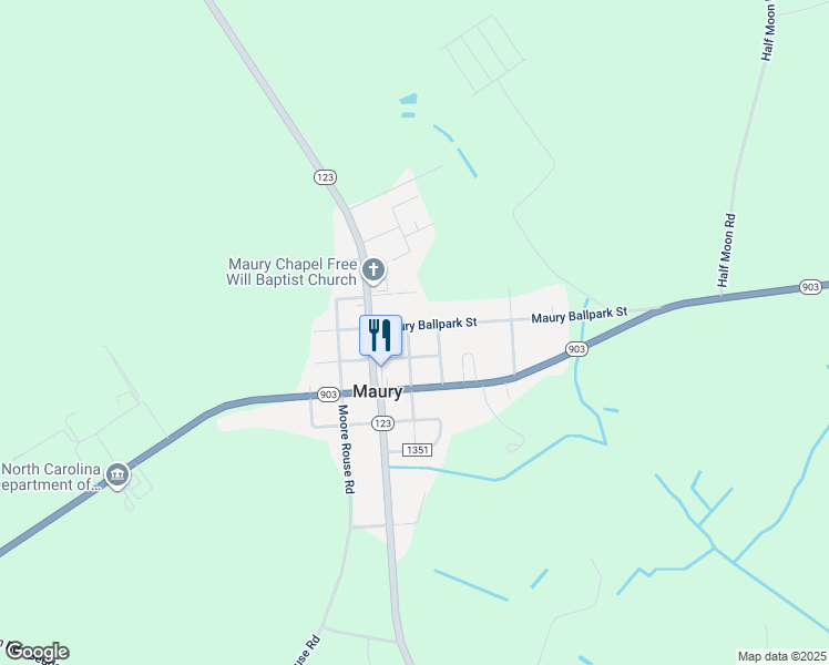 map of restaurants, bars, coffee shops, grocery stores, and more near 120 West Main Street in Hookerton