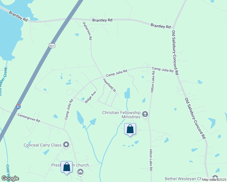 map of restaurants, bars, coffee shops, grocery stores, and more near 3254 Penny Earley Lane in Kannapolis