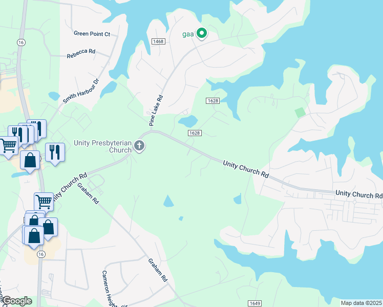 map of restaurants, bars, coffee shops, grocery stores, and more near 8346 Unity Church Road in Denver