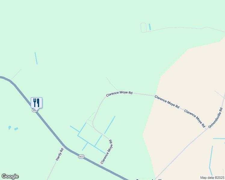 map of restaurants, bars, coffee shops, grocery stores, and more near 755 Clarence Moye Road in Ayden