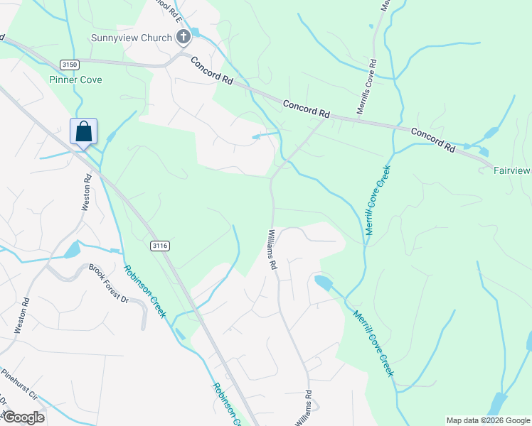 map of restaurants, bars, coffee shops, grocery stores, and more near 223 Williams Road in Fletcher