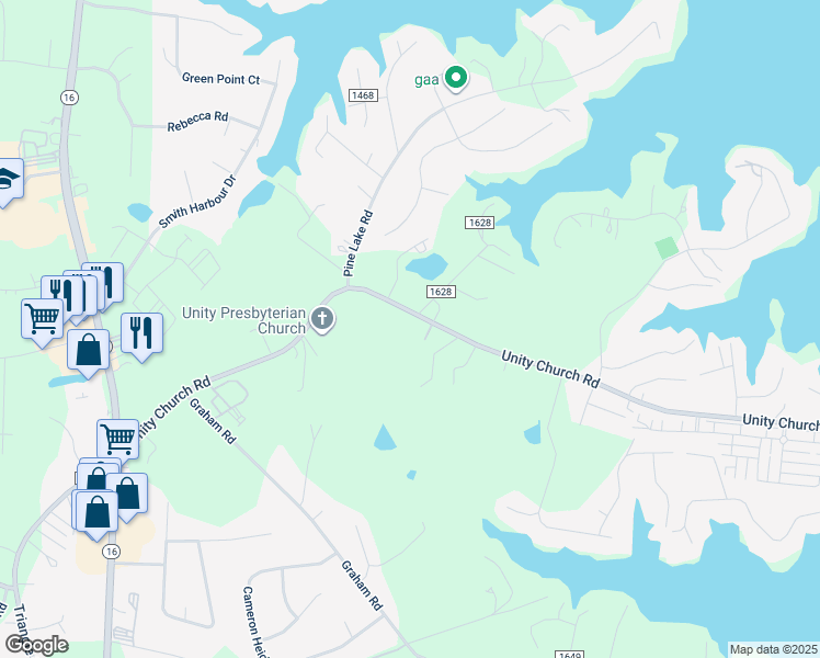 map of restaurants, bars, coffee shops, grocery stores, and more near 8312 Unity Church Road in Denver