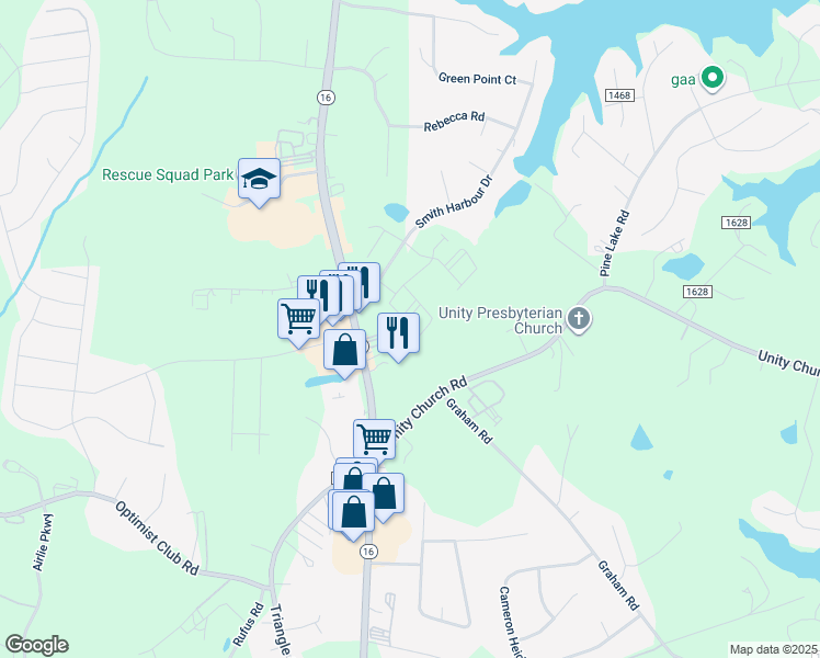 map of restaurants, bars, coffee shops, grocery stores, and more near 1450 North Nc 16 Business Highway in Lincolnton