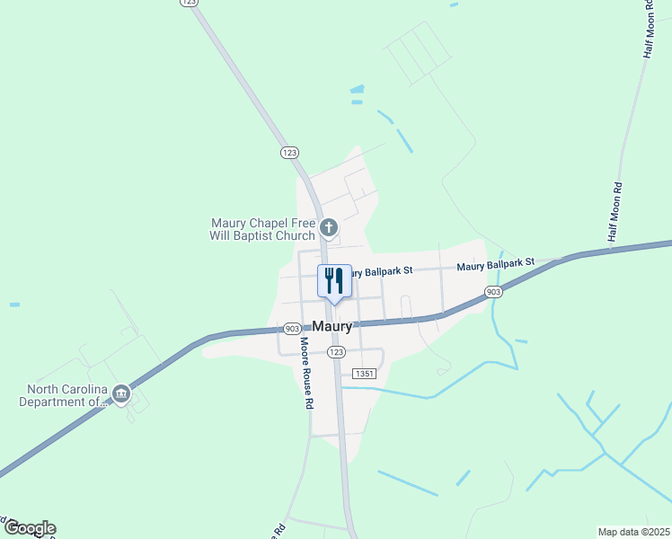 map of restaurants, bars, coffee shops, grocery stores, and more near 616 Maury Ballpark Street in Snow Hill