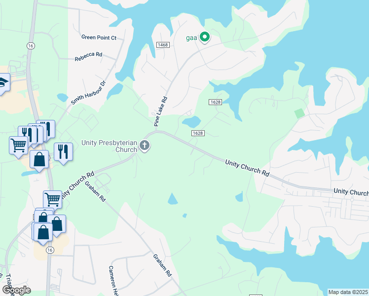 map of restaurants, bars, coffee shops, grocery stores, and more near 8312 Unity Church Road in Denver