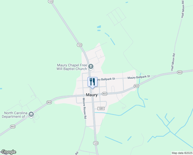 map of restaurants, bars, coffee shops, grocery stores, and more near 598 Maury Ballpark Street in Snow Hill