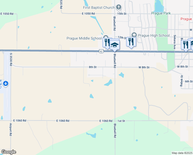 map of restaurants, bars, coffee shops, grocery stores, and more near 2215 7th Street in Prague