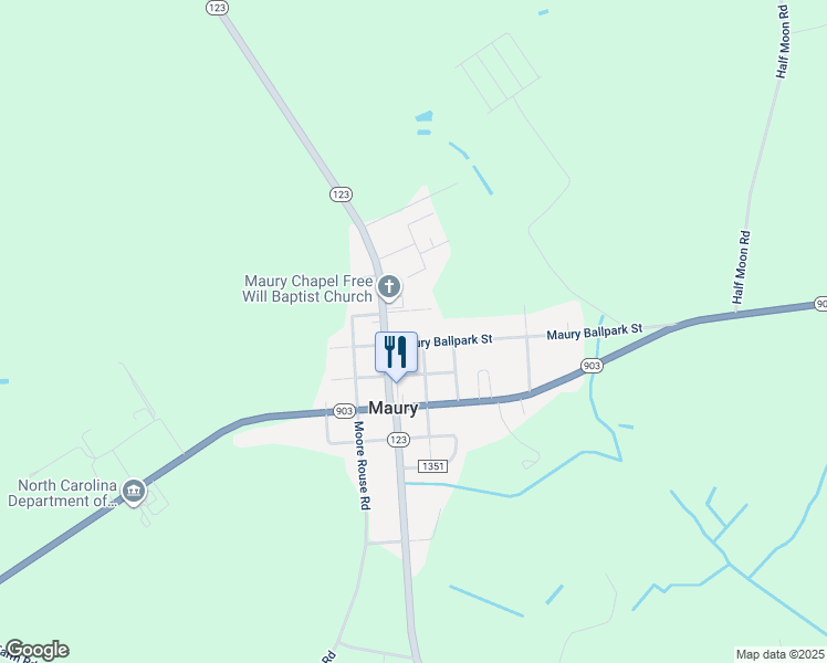 map of restaurants, bars, coffee shops, grocery stores, and more near 598 Maury Ballpark Street in Snow Hill