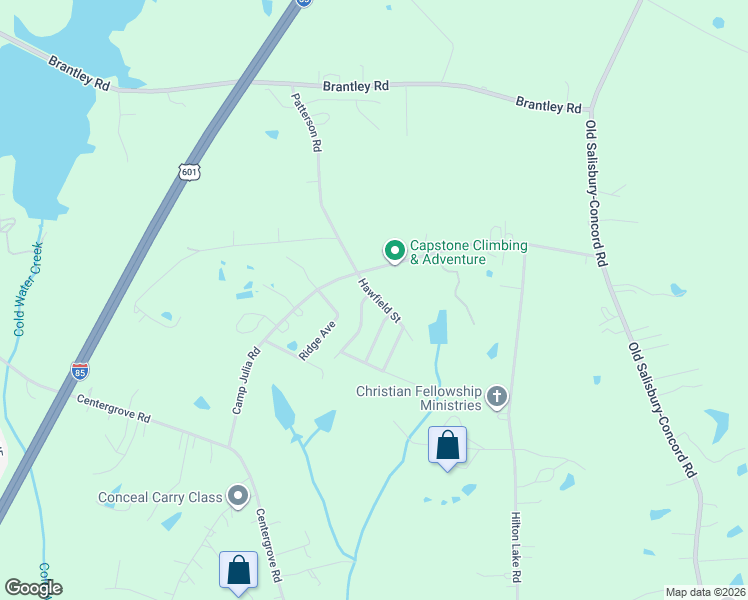 map of restaurants, bars, coffee shops, grocery stores, and more near 3320 Camp Julia Road in Kannapolis