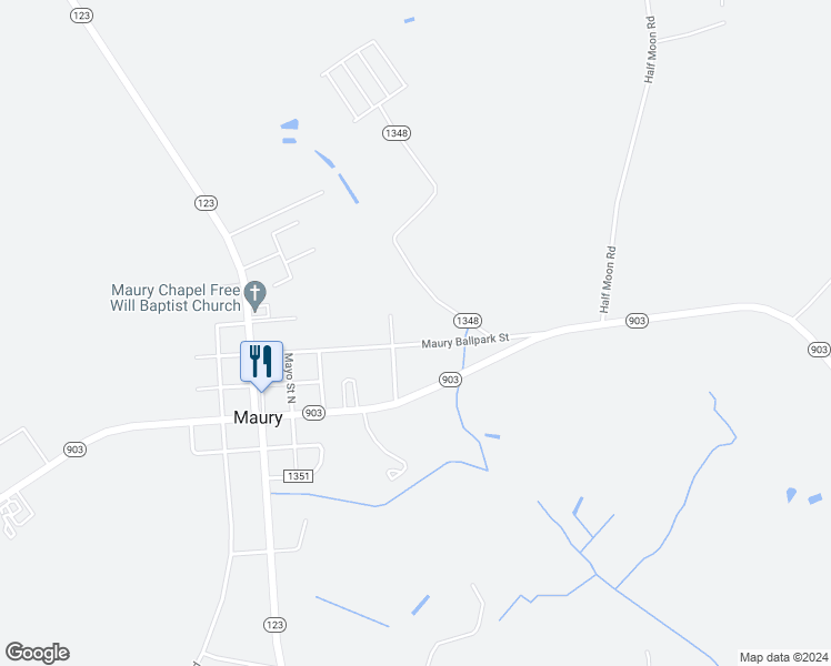 map of restaurants, bars, coffee shops, grocery stores, and more near 290 Maury Ballpark Street in Snow Hill