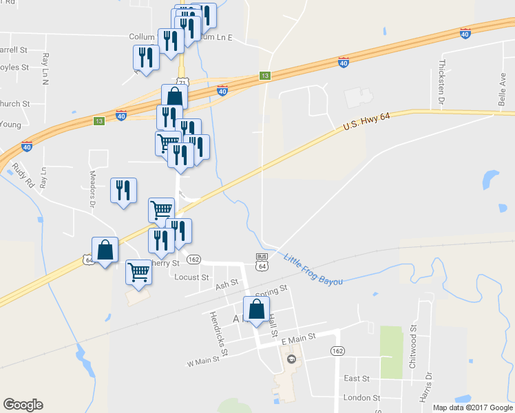 map of restaurants, bars, coffee shops, grocery stores, and more near 101 South Mountain Grove Road in Alma