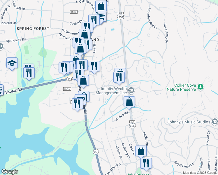 map of restaurants, bars, coffee shops, grocery stores, and more near 209 Rosscraggon Road in Asheville