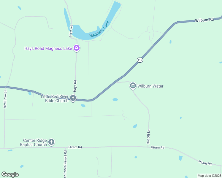 map of restaurants, bars, coffee shops, grocery stores, and more near 354 Cut Off Lane in Heber Springs