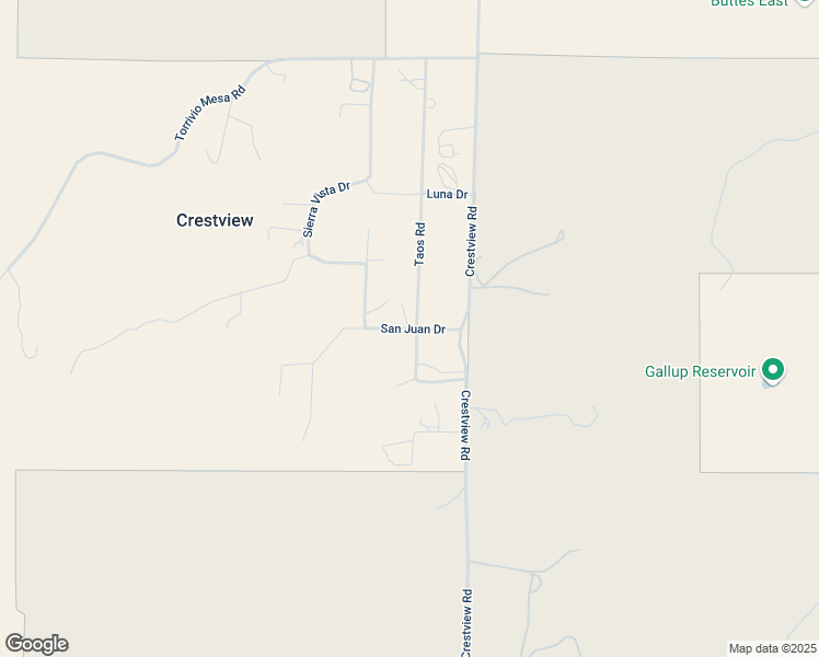 map of restaurants, bars, coffee shops, grocery stores, and more near San Juan Drive in Gallup