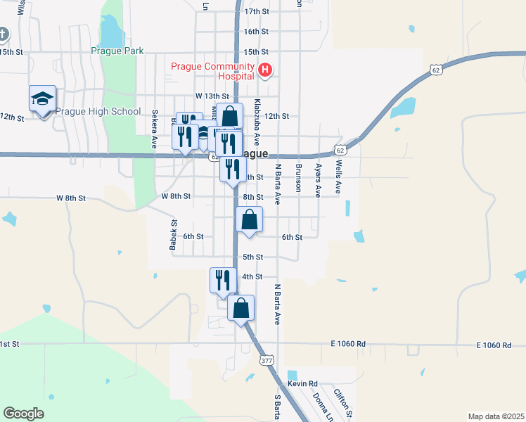 map of restaurants, bars, coffee shops, grocery stores, and more near 706 Klabzuba Avenue in Prague