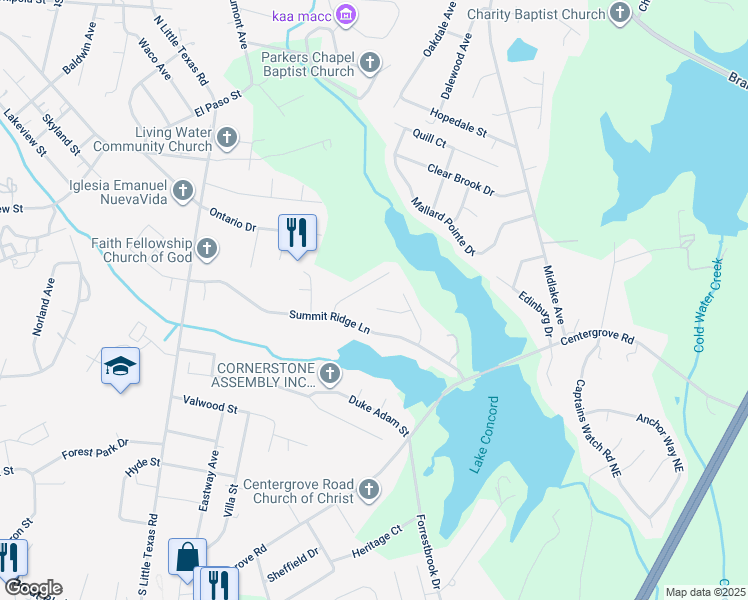 map of restaurants, bars, coffee shops, grocery stores, and more near 1811 Mary Wynn Court in Kannapolis