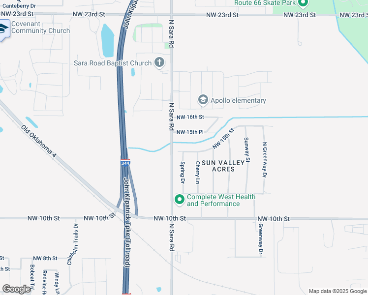 map of restaurants, bars, coffee shops, grocery stores, and more near 10525 Northwest 15th Street in Oklahoma City